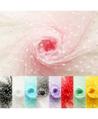 White Khaki Flocked Polka Dot Mesh Tulle Fabric Polyester Stretch DIY Dress Wedding Decoration Puff Skirt Net Cloth $14.71 - ...