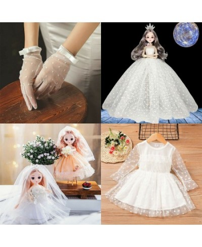 White Khaki Flocked Polka Dot Mesh Tulle Fabric Polyester Stretch DIY Dress Wedding Decoration Puff Skirt Net Cloth $14.71 - ...