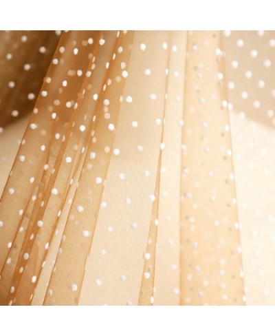 White Khaki Flocked Polka Dot Mesh Tulle Fabric Polyester Stretch DIY Dress Wedding Decoration Puff Skirt Net Cloth $14.71 - ...