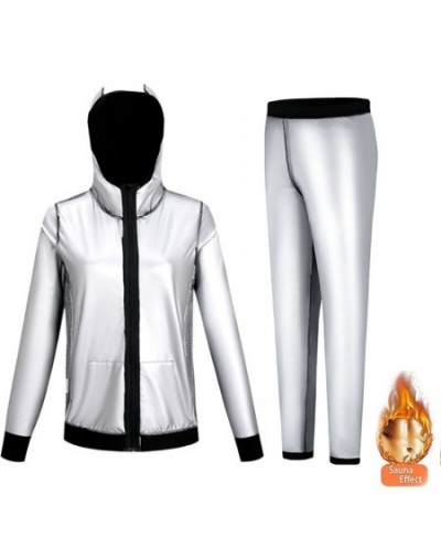 Silver Ion Coating Sauna Sweat Suits Women Weight Loss Fitness Gym Exercise Hooded Jacket Pants Full Body Suits Tracksuit $45...