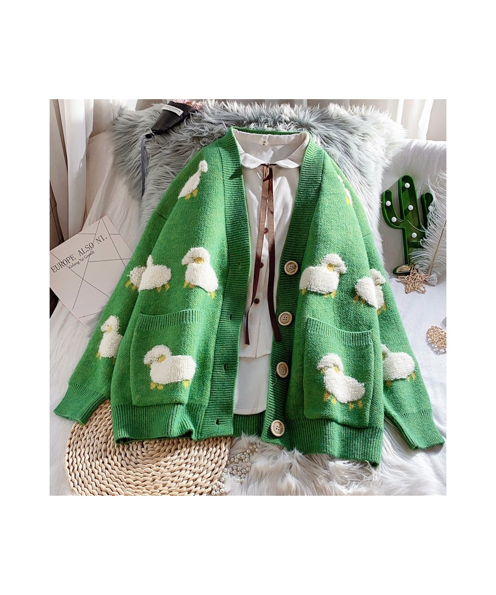 2023 Autumn Winter Knitted Cardigan Cute Cartoon Print V Neck Women Sweater Coat Korean Style Cardigan Sweater For Women $44....