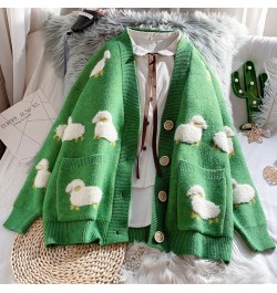 2023 Autumn Winter Knitted Cardigan Cute Cartoon Print V Neck Women Sweater Coat Korean Style Cardigan Sweater For Women $44....