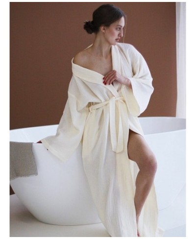 Floor-Length Cotton Robes For Women Dressing Gown Solid Color Robe Long Sleeve Dress 2023 Bathrobe Female Sexy Sleepwear $51....