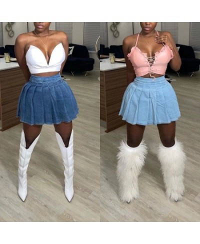 2023 Women Clothing Summer Pleated Mini Skirt Denim Tennis Jean Dress Cargo Y2K Streetwear Sexy High Waist Pencil Cute Skirts...