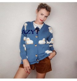 2023 Autumn Winter Knitted Cardigan Cute Cartoon Print V Neck Women Sweater Coat Korean Style Cardigan Sweater For Women $44....