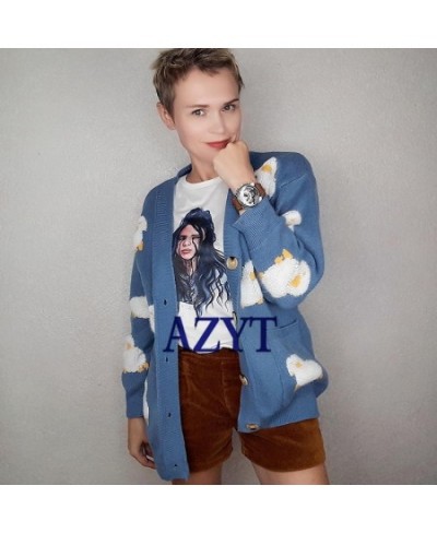 2023 Autumn Winter Knitted Cardigan Cute Cartoon Print V Neck Women Sweater Coat Korean Style Cardigan Sweater For Women $44....