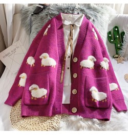 2023 Autumn Winter Knitted Cardigan Cute Cartoon Print V Neck Women Sweater Coat Korean Style Cardigan Sweater For Women $44....