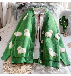 2023 Autumn Winter Knitted Cardigan Cute Cartoon Print V Neck Women Sweater Coat Korean Style Cardigan Sweater For Women $44....