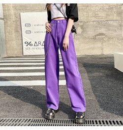 Women's Jeans Baggy Vintage Straight High Waist Korean Fashion Streetwear Casual Pants Femme Wide Leg Purple Mom Denim Trouse...