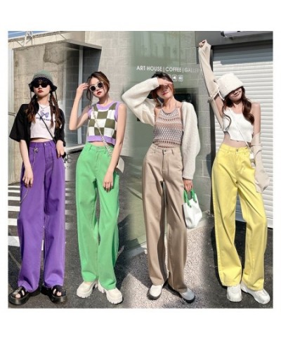 Women's Jeans Baggy Vintage Straight High Waist Korean Fashion Streetwear Casual Pants Femme Wide Leg Purple Mom Denim Trouse...