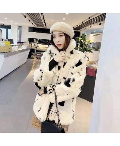 Korean version thickened imitation fur cow pattern cute plush coat fairy square collar small fragrance coat $72.17 - Jackets ...