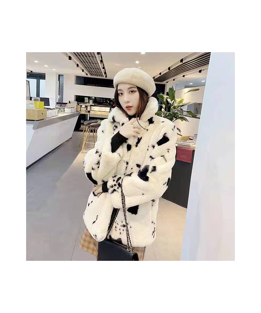 Korean version thickened imitation fur cow pattern cute plush coat fairy square collar small fragrance coat $72.17 - Jackets ...