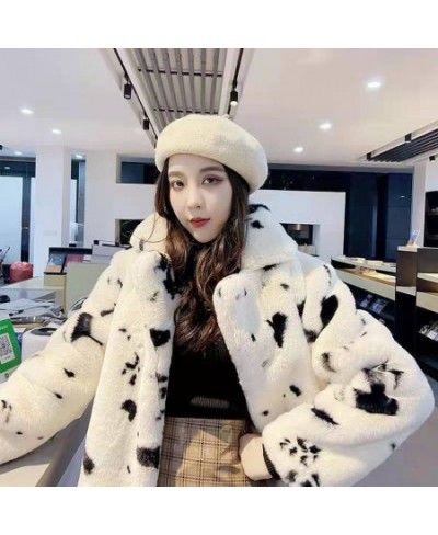 Korean version thickened imitation fur cow pattern cute plush coat fairy square collar small fragrance coat $72.17 - Jackets ...