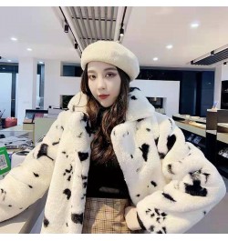 Korean version thickened imitation fur cow pattern cute plush coat fairy square collar small fragrance coat $72.17 - Jackets ...