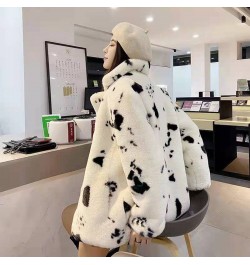 Korean version thickened imitation fur cow pattern cute plush coat fairy square collar small fragrance coat $72.17 - Jackets ...