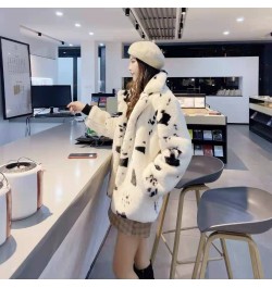 Korean version thickened imitation fur cow pattern cute plush coat fairy square collar small fragrance coat $72.17 - Jackets ...