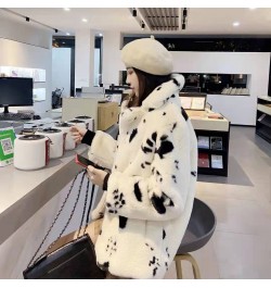 Korean version thickened imitation fur cow pattern cute plush coat fairy square collar small fragrance coat $72.17 - Jackets ...