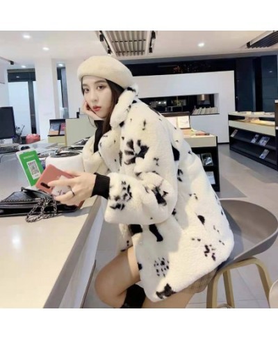 Korean version thickened imitation fur cow pattern cute plush coat fairy square collar small fragrance coat $72.17 - Jackets ...