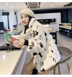 Korean version thickened imitation fur cow pattern cute plush coat fairy square collar small fragrance coat $72.17 - Jackets ...