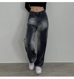 Black High Waisted Jeans Women American Style Vintage Baggy Y2k Streetwear Summer Ins Korean Fashion Wide Leg Denim Trousers ...