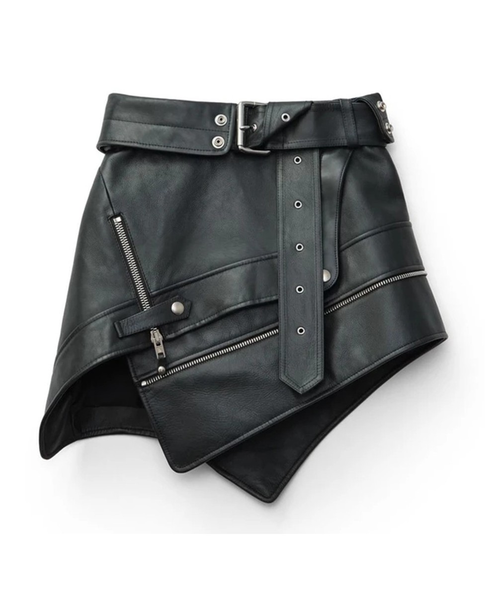 Sexy Asymmetry Pu Skirts Womens Zipper Punk Rock Belt Mini Skirt Streetwear Black High Waist Skirts 2023 Fashion New $76.07 -...