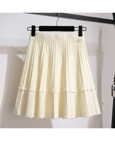 Midi Skirt White Color Black Color Knitted Fabric Pleated Highwaist A-lineskirt Fluffy Dress for Women Wear for Travel Casual...