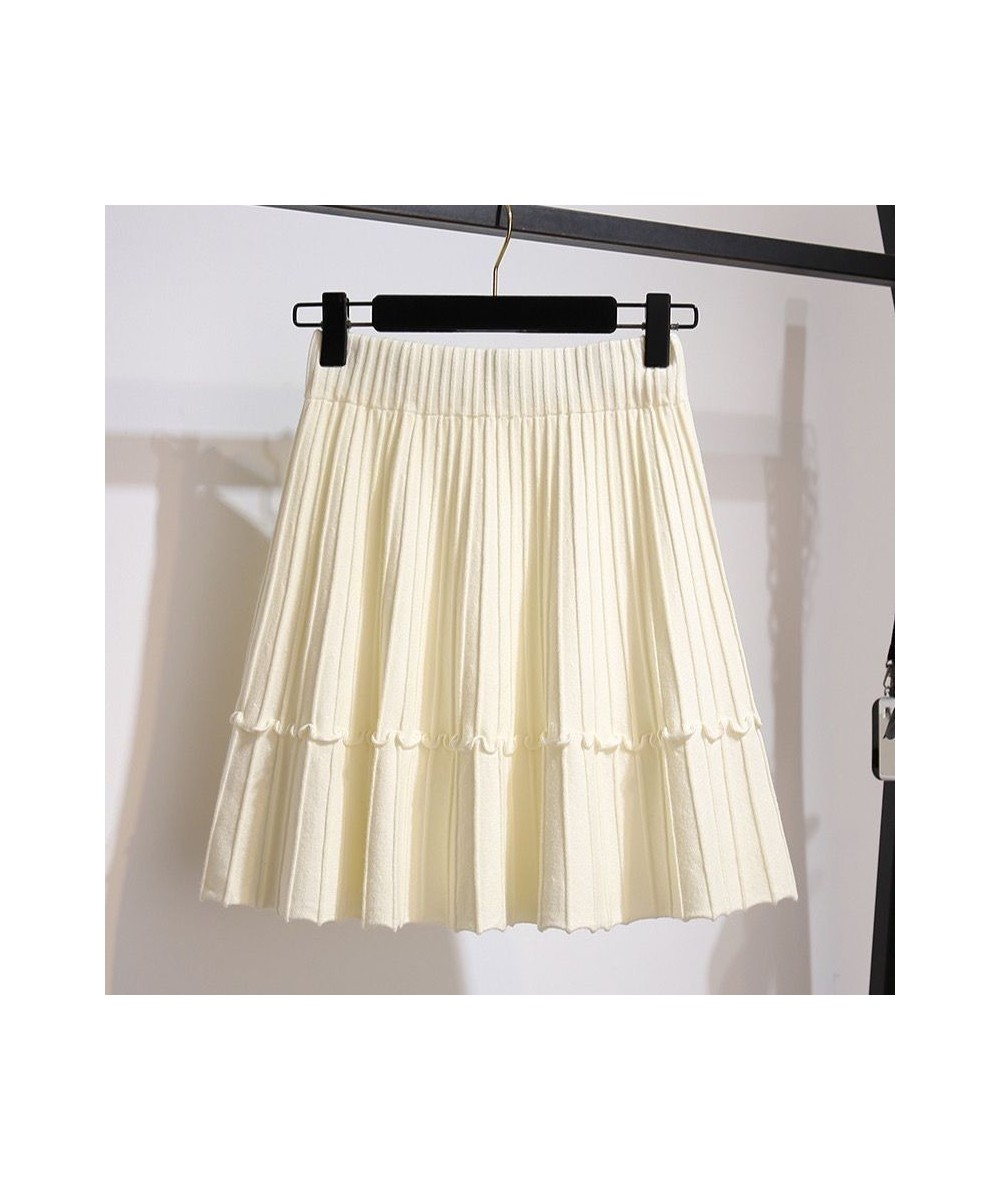 Midi Skirt White Color Black Color Knitted Fabric Pleated Highwaist A-lineskirt Fluffy Dress for Women Wear for Travel Casual...