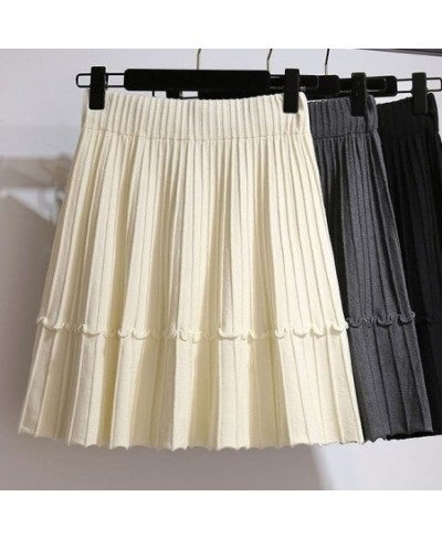 Midi Skirt White Color Black Color Knitted Fabric Pleated Highwaist A-lineskirt Fluffy Dress for Women Wear for Travel Casual...