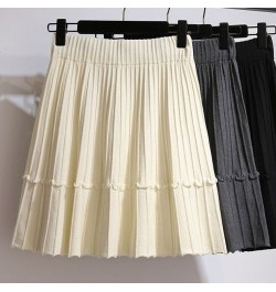 Midi Skirt White Color Black Color Knitted Fabric Pleated Highwaist A-lineskirt Fluffy Dress for Women Wear for Travel Casual...