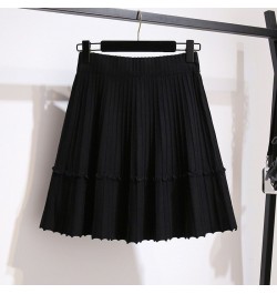 Midi Skirt White Color Black Color Knitted Fabric Pleated Highwaist A-lineskirt Fluffy Dress for Women Wear for Travel Casual...