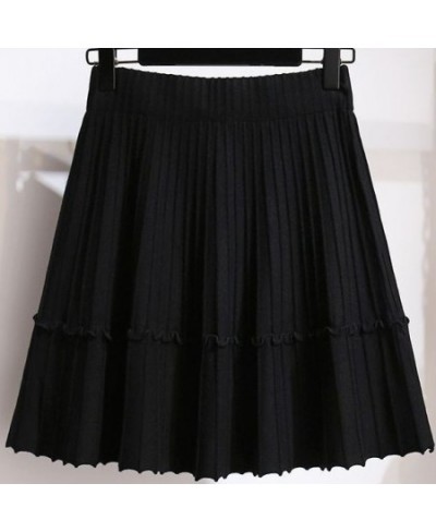 Midi Skirt White Color Black Color Knitted Fabric Pleated Highwaist A-lineskirt Fluffy Dress for Women Wear for Travel Casual...