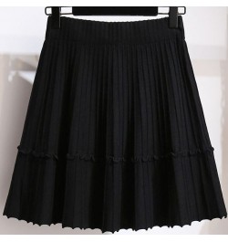 Midi Skirt White Color Black Color Knitted Fabric Pleated Highwaist A-lineskirt Fluffy Dress for Women Wear for Travel Casual...