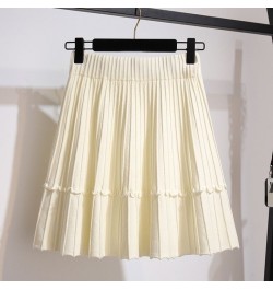 Midi Skirt White Color Black Color Knitted Fabric Pleated Highwaist A-lineskirt Fluffy Dress for Women Wear for Travel Casual...