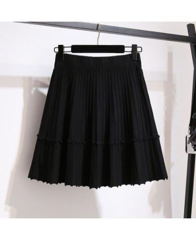 Midi Skirt White Color Black Color Knitted Fabric Pleated Highwaist A-lineskirt Fluffy Dress for Women Wear for Travel Casual...