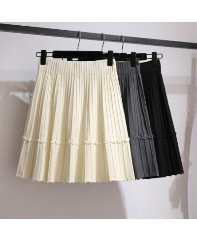 Midi Skirt White Color Black Color Knitted Fabric Pleated Highwaist A-lineskirt Fluffy Dress for Women Wear for Travel Casual...