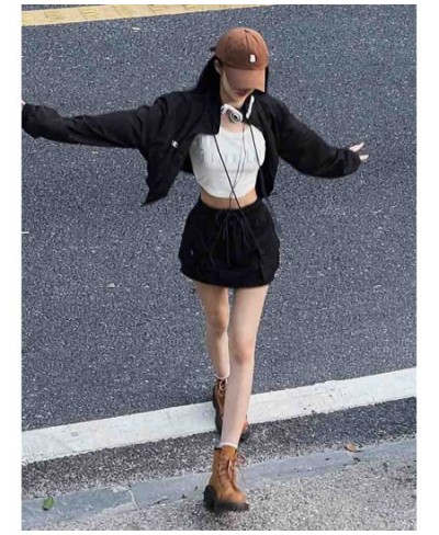 2023 Spring Two Piece Skirt Sets Women Sexy Sport Wear Coat+Mini Skirt Suit Female Korean Fashion Casual High Street Vintage ...