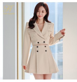 New Spring Autumn Skirt Suit Women Elegant Korean Blazer Jacket Top + Pleating A-Line Skirt Casual Party 2-Piece Set $72.44 -...