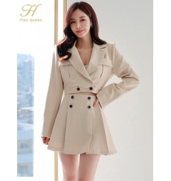 New Spring Autumn Skirt Suit Women Elegant Korean Blazer Jacket Top + Pleating A-Line Skirt Casual Party 2-Piece Set $72.44 -...