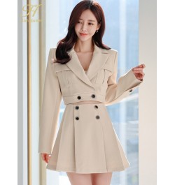 New Spring Autumn Skirt Suit Women Elegant Korean Blazer Jacket Top + Pleating A-Line Skirt Casual Party 2-Piece Set $72.44 -...