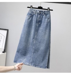 2023 Summer Skirts Elegant Korean Style Skirt Skirts Womens Jeans Skirt High Waist Plus Size Skirt Side Split Skirt Longuette...