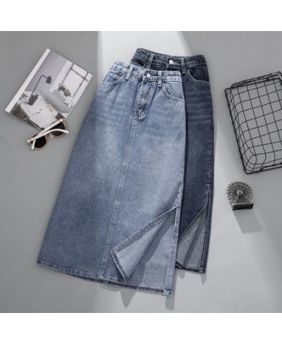 2023 Summer Skirts Elegant Korean Style Skirt Skirts Womens Jeans Skirt High Waist Plus Size Skirt Side Split Skirt Longuette...