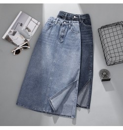 2023 Summer Skirts Elegant Korean Style Skirt Skirts Womens Jeans Skirt High Waist Plus Size Skirt Side Split Skirt Longuette...