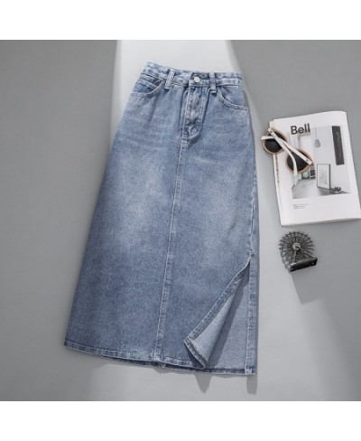 2023 Summer Skirts Elegant Korean Style Skirt Skirts Womens Jeans Skirt High Waist Plus Size Skirt Side Split Skirt Longuette...