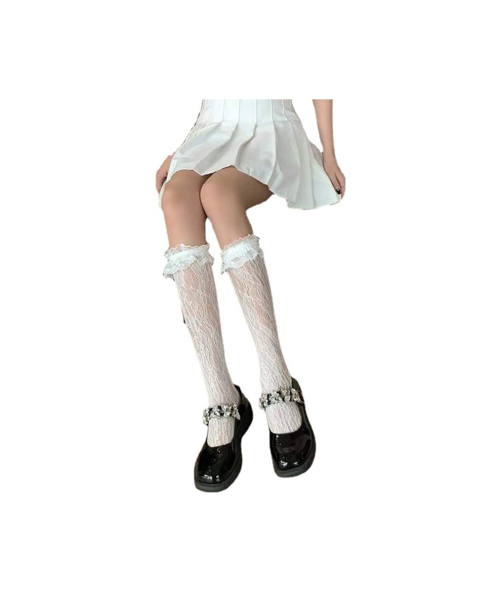 Women Lolita White Lace Calf Socks JK Sexy Stockings $20.36 - Underwear