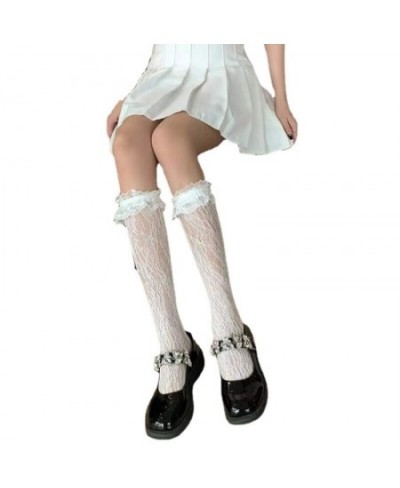 Women Lolita White Lace Calf Socks JK Sexy Stockings $20.36 - Underwear