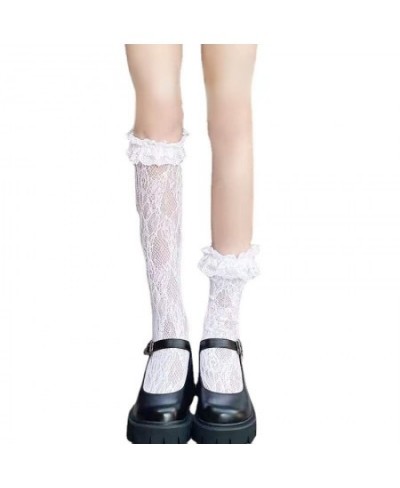 Women Lolita White Lace Calf Socks JK Sexy Stockings $20.36 - Underwear