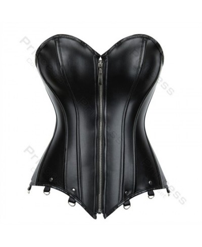 Faux Leather Corsets for Women Plus Size Gothic Corset Bustier Black Goth Costume Steampunk Corset Top Overbust Sexy Leather ...