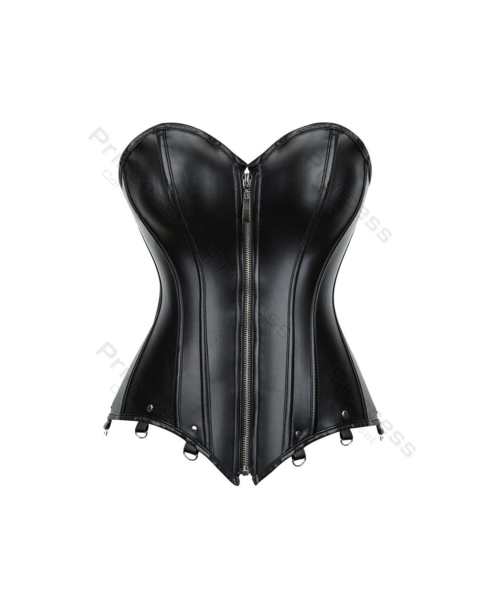 Faux Leather Corsets for Women Plus Size Gothic Corset Bustier Black Goth Costume Steampunk Corset Top Overbust Sexy Leather ...