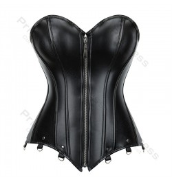 Faux Leather Corsets for Women Plus Size Gothic Corset Bustier Black Goth Costume Steampunk Corset Top Overbust Sexy Leather ...