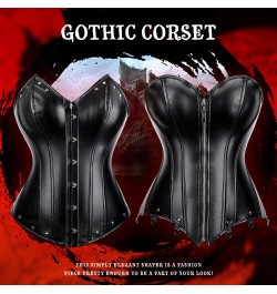 Faux Leather Corsets for Women Plus Size Gothic Corset Bustier Black Goth Costume Steampunk Corset Top Overbust Sexy Leather ...